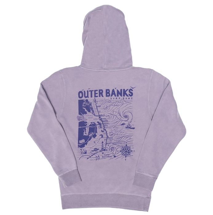 REAL Outer Banks Map Hooded Sweatshirt-Plum