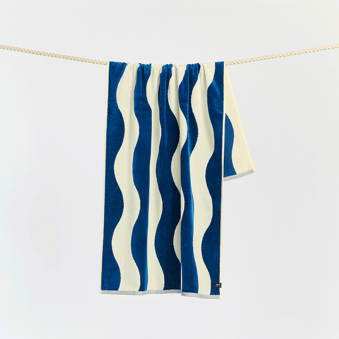 Slowtide Stripe Premium Woven Towel-Deep Pool