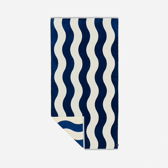 Slowtide Stripe Premium Woven Towel-Deep Pool