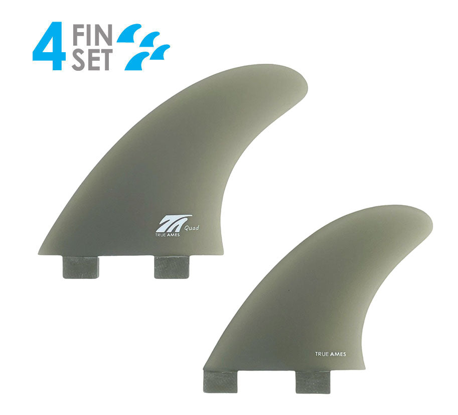 True Ames FCS Fiberglass Quad Fin Set-Smoke — REAL Watersports