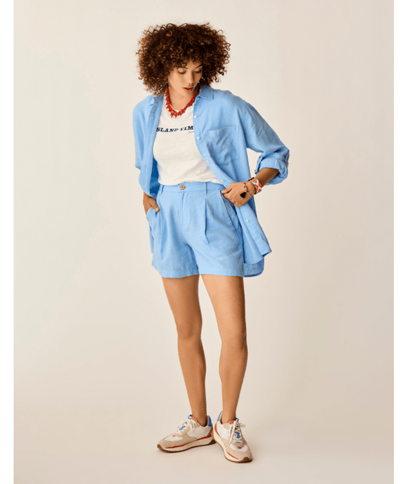 Carve Designs Taylor Linen Tunic-Sky Blue Chambray