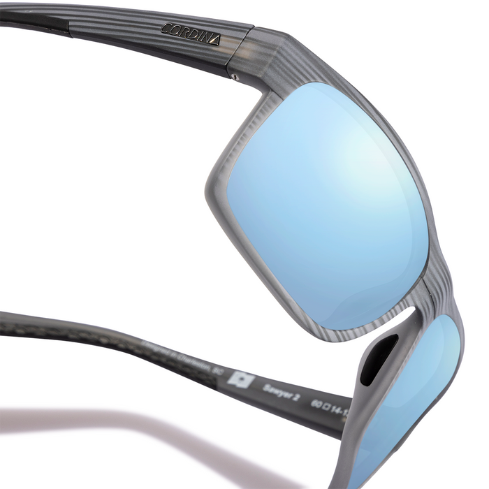 Cordina Sawyer 2 Sunglasses-Matte Grey Stripe/Blue Mirror Polar