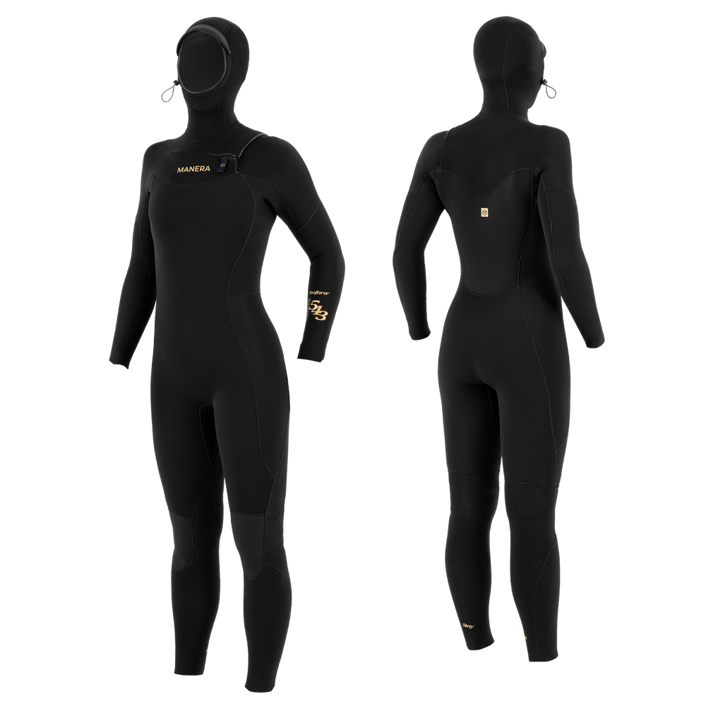 Manera Wmn's Seafarer Hooded 5/4/3mm FZ Wetsuit-Black — REAL
