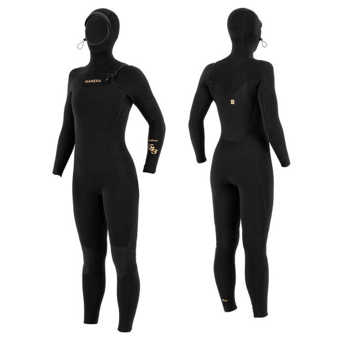 Manera Wmn's Seafarer Hooded 5/4/3mm FZ Wetsuit-Black