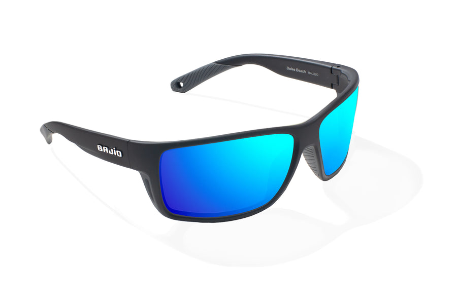 Bajio Bales Beach Sunglasses-Black Matte/Blue Mirror Glass