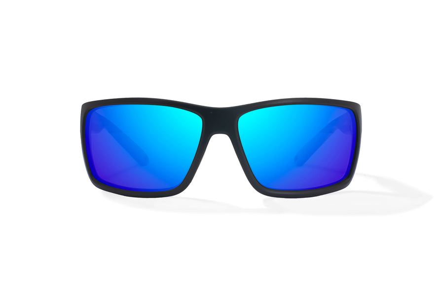 Bajio Bales Beach Sunglasses-Black Matte/Blue Mirror Glass