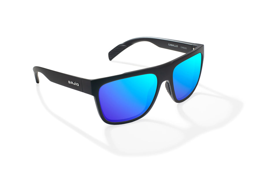 Bajio Caballo Sunglasses-Black Matte/Blue Mirror Poly
