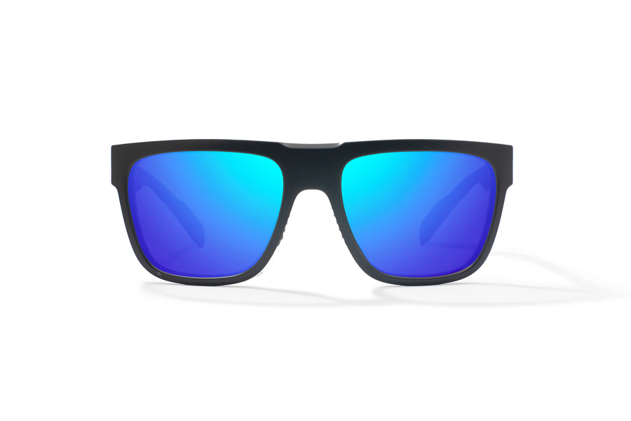 Bajio Caballo Sunglasses-Black Matte/Blue Mirror Poly