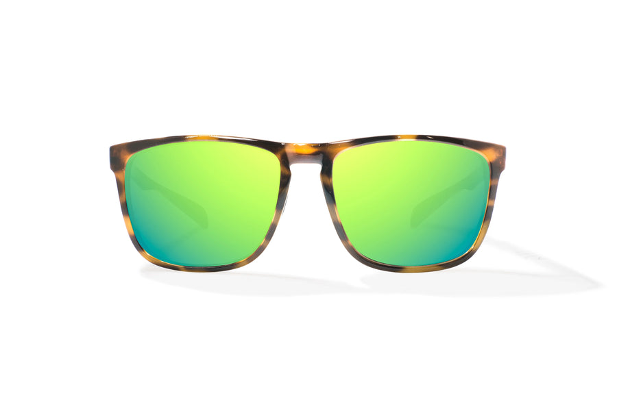 Bajio Calda Sunglasses-Brown Tort Gloss/Green Mirror Glass