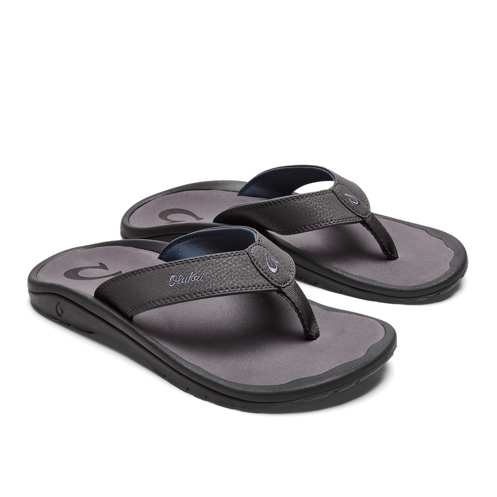 Olukai black flip flops top