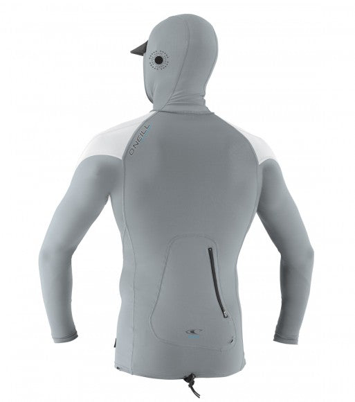 O'Neill Premium O'Zone L/S Hooded Rashguard-CoolGry/Wht/Wht