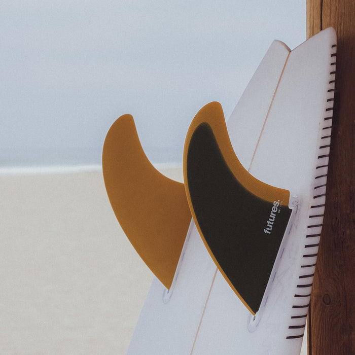 Futures EN Fiberglass Twin Fin Set-Slate/Ochre