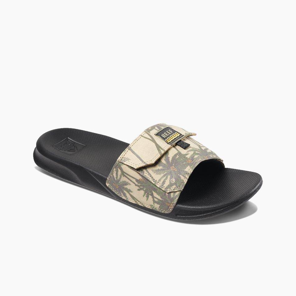 Reef Stash Slide Sandal Tan Palm REAL Watersports