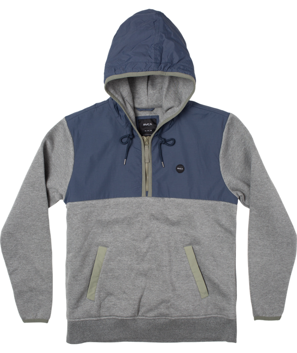 RVCA Oak Fleece Anorak Jacket-Heather Grey