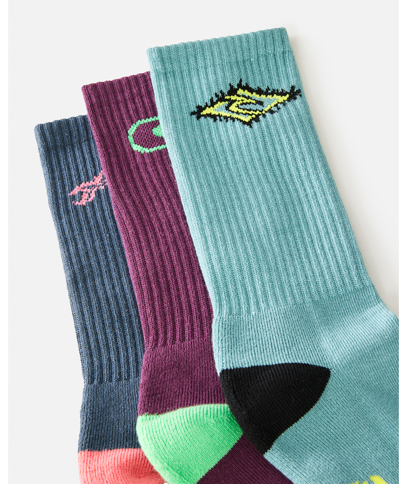 Rip Curl Retro Crew 3-Pk Socks-Pine Night