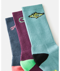 Rip Curl Retro Crew 3-Pk Socks-Pine Night