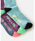 Rip Curl Retro Crew 3-Pk Socks-Pine Night