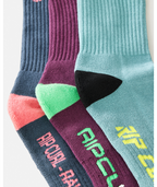 Rip Curl Retro Crew 3-Pk Socks-Pine Night