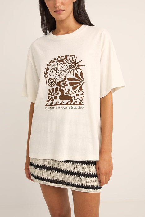 Rhythm Bloom Studio Oversized Tee-Natural
