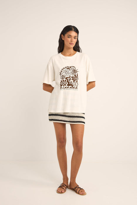 Rhythm Bloom Studio Oversized Tee-Natural