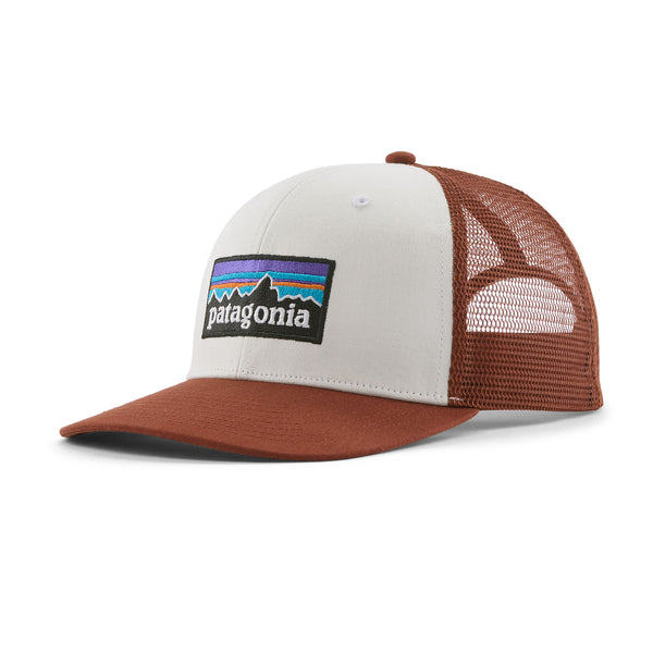 Patagonia P-6 Logo Trucker Hat-White w/Rusty Red