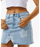 Rip Curl Hibiscus Heat Overdyed Denim Skirt-Light Blue