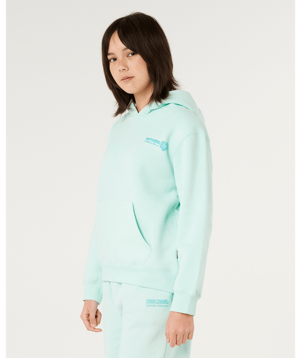 Rip Curl Girls' Hibiscus Heat Logo Hood Sweatshirt-Light Sea Blue