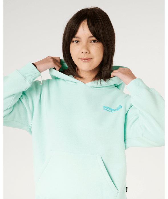 Rip Curl Girls' Hibiscus Heat Logo Hood Sweatshirt-Light Sea Blue