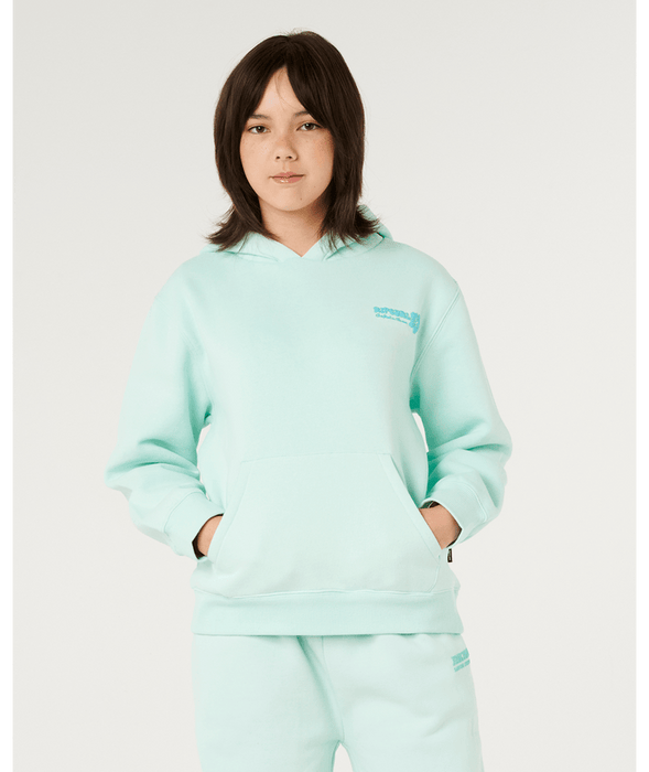 Rip Curl Girls' Hibiscus Heat Logo Hood Sweatshirt-Light Sea Blue