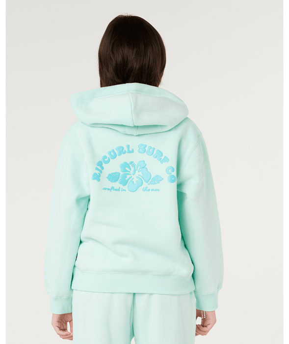 Rip Curl Girls' Hibiscus Heat Logo Hood Sweatshirt-Light Sea Blue