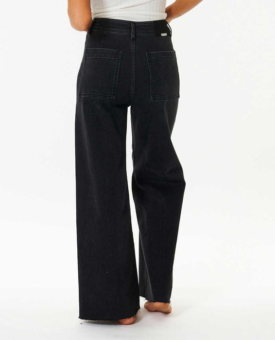 Rip Curl Holiday Denim Wide Leg Jeans Black Denim 26