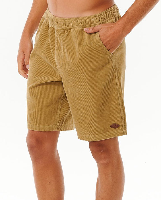 Rip Curl Classic Surf Cord Volley Shorts-Dark Khaki