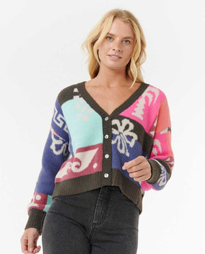 Rip Curl Keepsakes Jacquard Cardi Sweater-Pink
