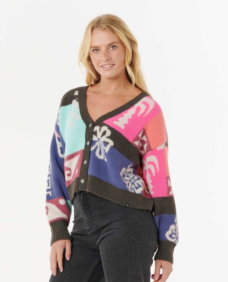 Rip Curl Keepsakes Jacquard Cardi Sweater-Pink