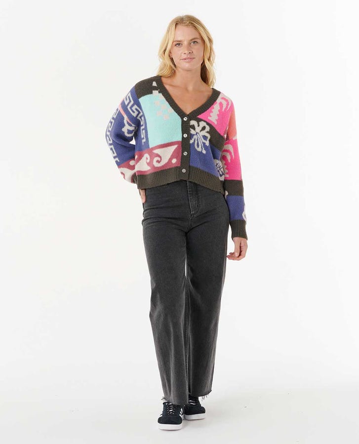 Rip Curl Keepsakes Jacquard Cardi Sweater-Pink