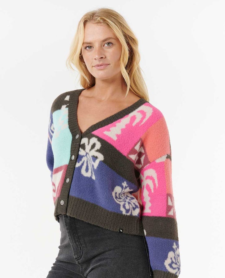 Rip Curl Keepsakes Jacquard Cardi Sweater-Pink