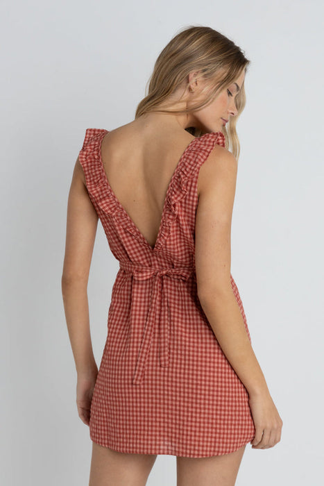 Rhythm Lola Check Ruffle Mini Dress-Red REAL Watersports Rhythm Lola Check Ruffle Mini Dress-Red REAL Watersports