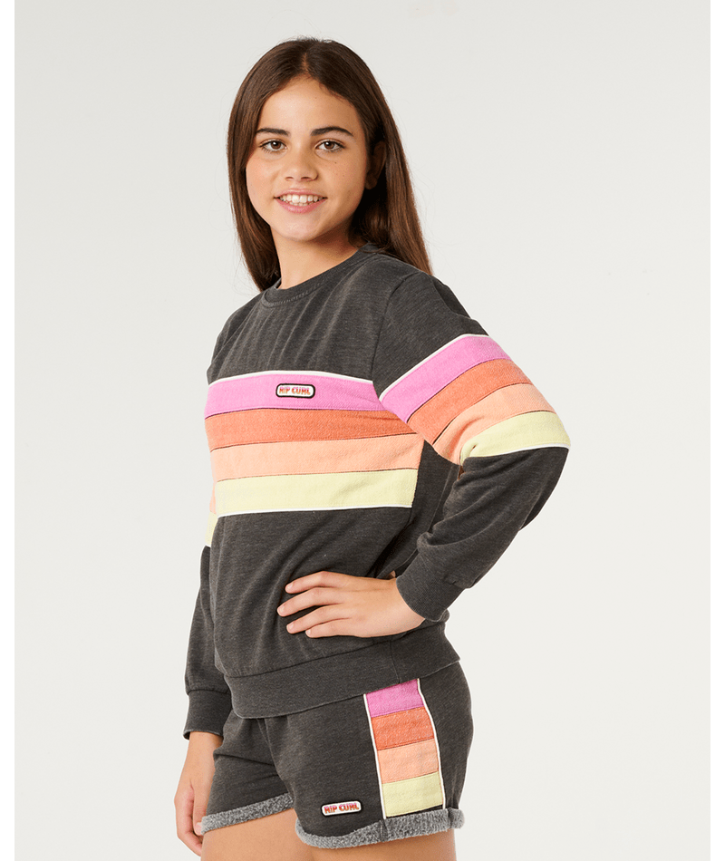 Rip Curl Girls' Surf Revival Crew Sweatshirt-Washed Black