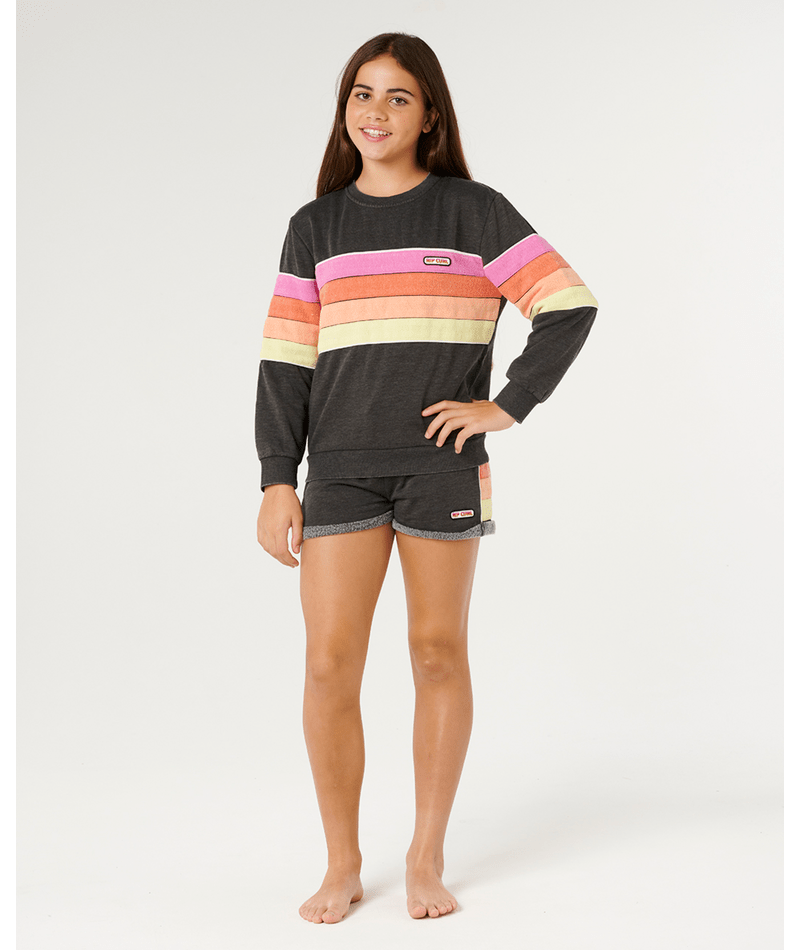 Rip Curl Girls' Surf Revival Crew Sweatshirt-Washed Black