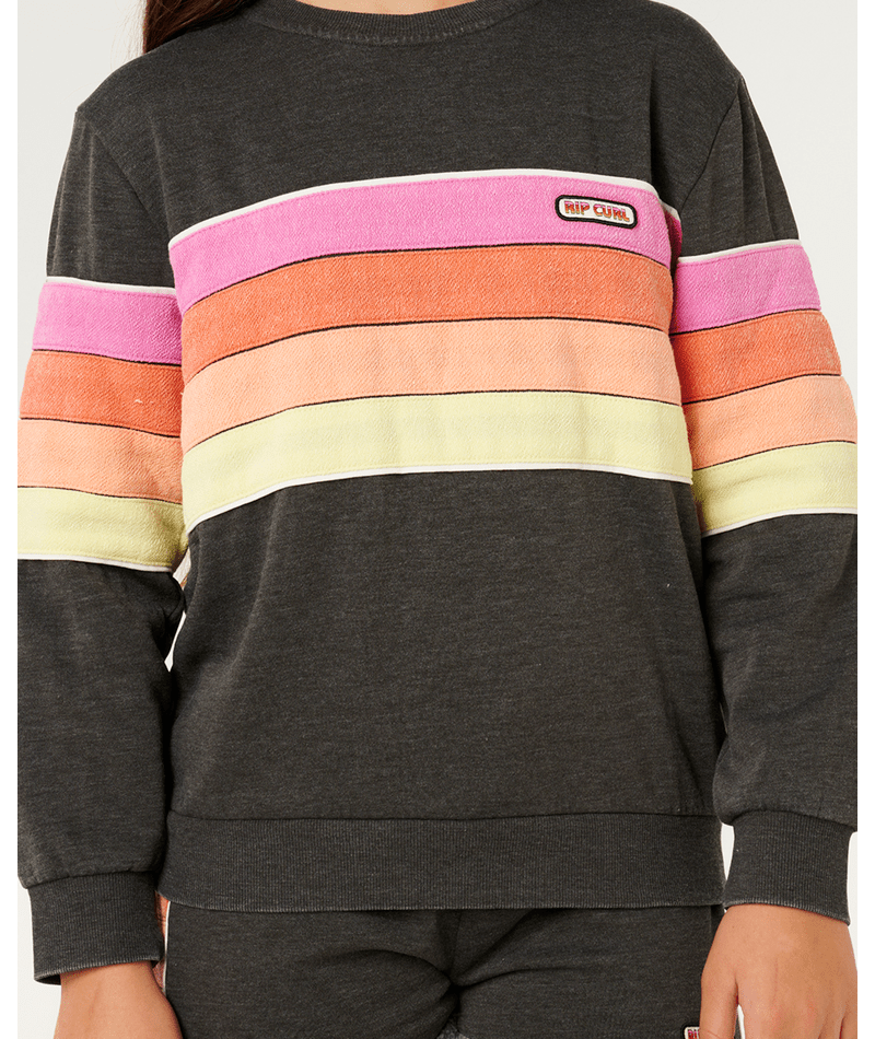 Rip Curl Girls' Surf Revival Crew Sweatshirt-Washed Black