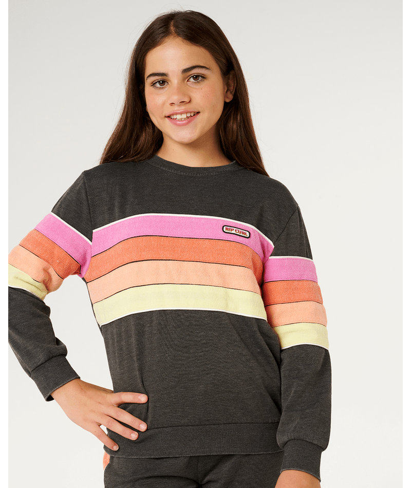 Rip Curl Girls' Surf Revival Crew Sweatshirt-Washed Black