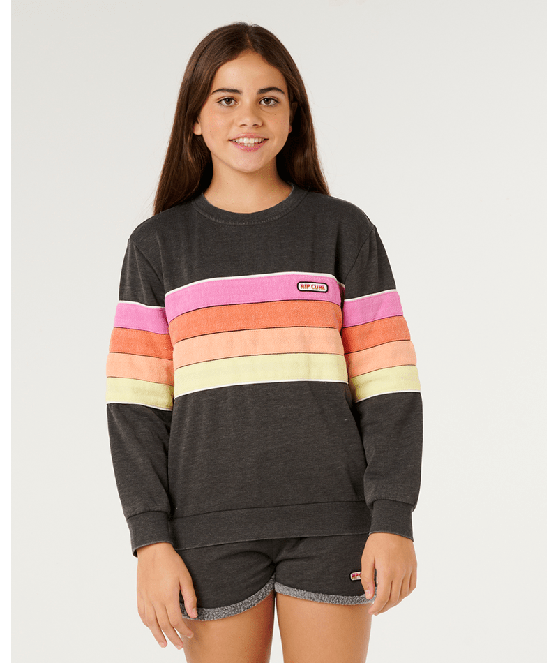 Rip Curl Girls' Surf Revival Crew Sweatshirt-Washed Black