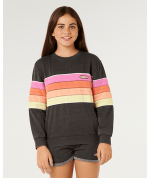 Rip Curl Girls' Surf Revival Crew Sweatshirt-Washed Black