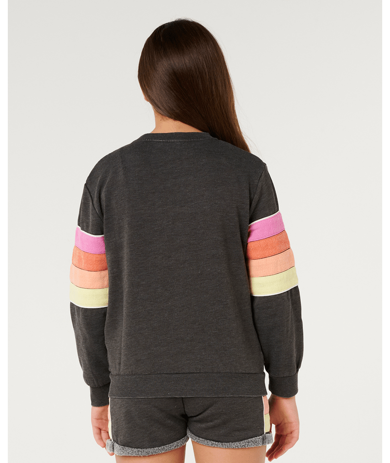 Rip Curl Girls' Surf Revival Crew Sweatshirt-Washed Black