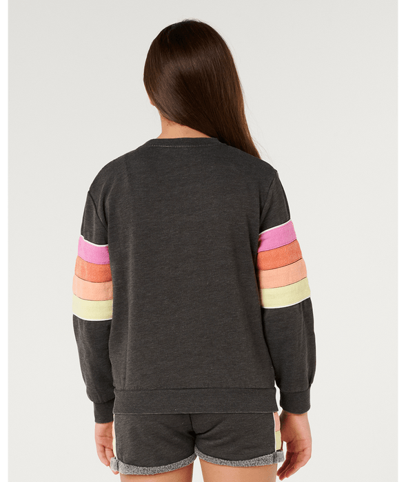 Rip Curl Girls' Surf Revival Crew Sweatshirt-Washed Black