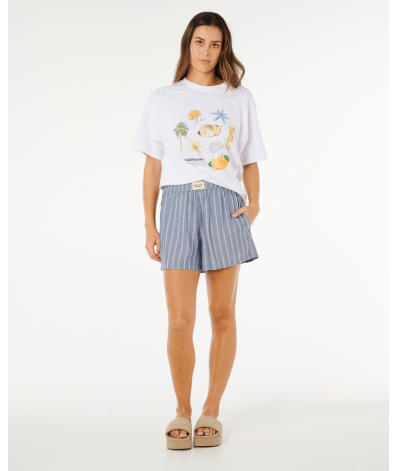 Rip Curl Beach Days Pinstripe Shorts-Dusty Blue