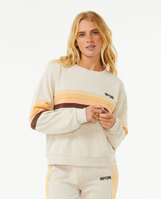 Rip Curl Surf Revival Panelled Crew Sweatshirt-Oatmeal Marle