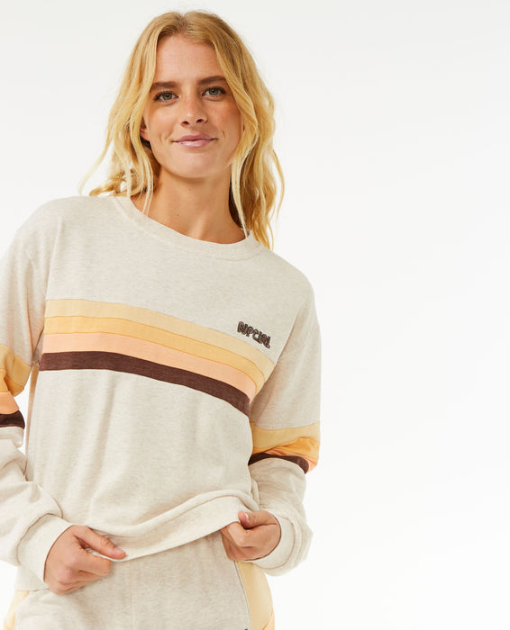 Rip Curl Surf Revival Panelled Crew Sweatshirt-Oatmeal Marle