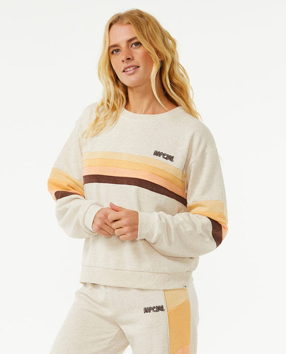 Rip Curl Surf Revival Panelled Crew Sweatshirt-Oatmeal Marle