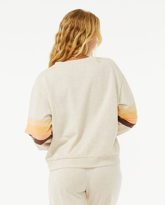 Rip Curl Surf Revival Panelled Crew Sweatshirt-Oatmeal Marle